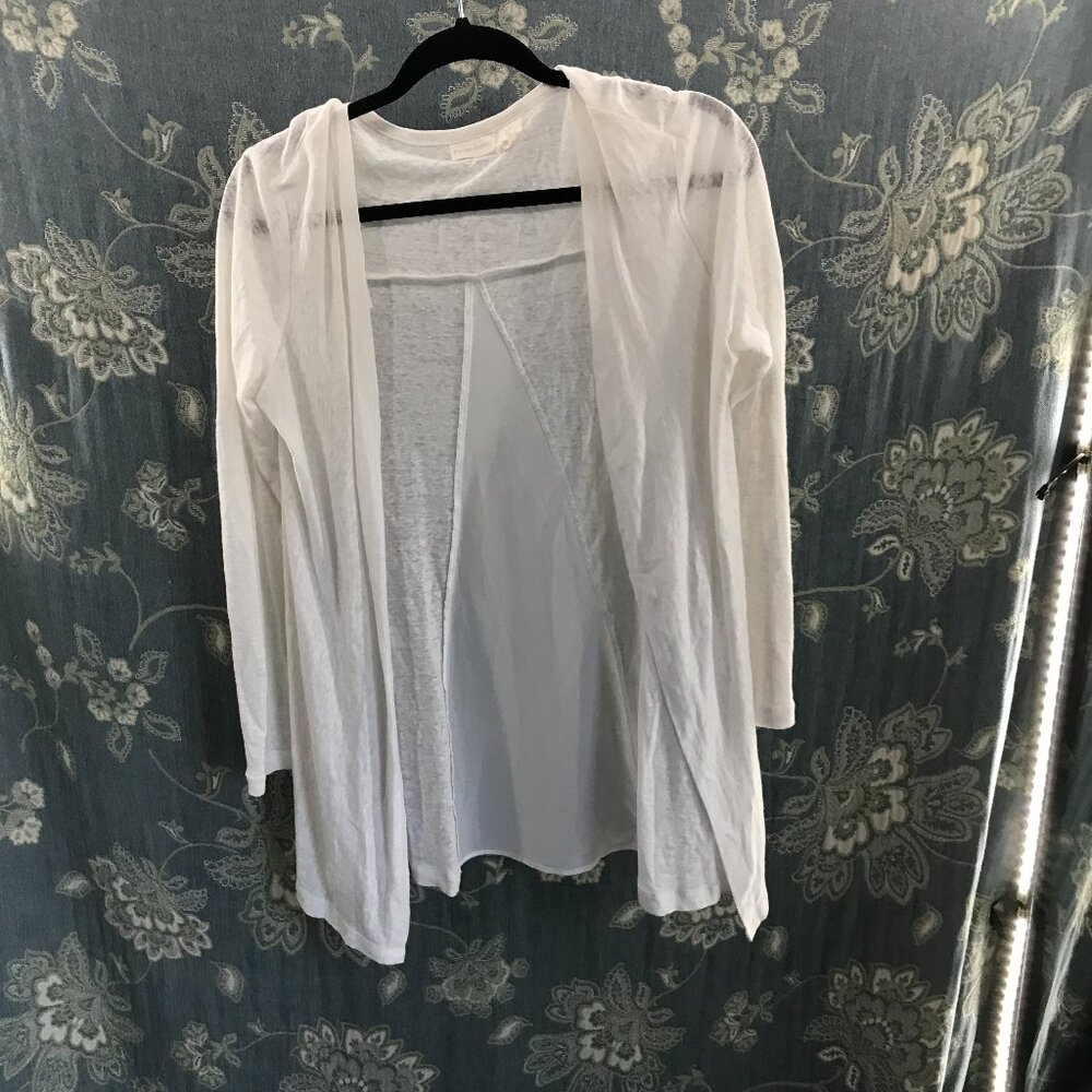 Rachel Ashwell white 100% linen knit open front cardigan size XS